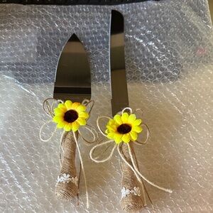 Sunflower Cake Knife and Server Set